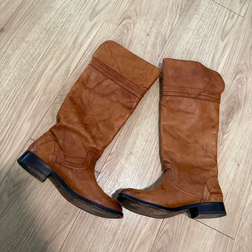 FRYE Brown Leather Riding Boots “Melissa Trapunto” 76442